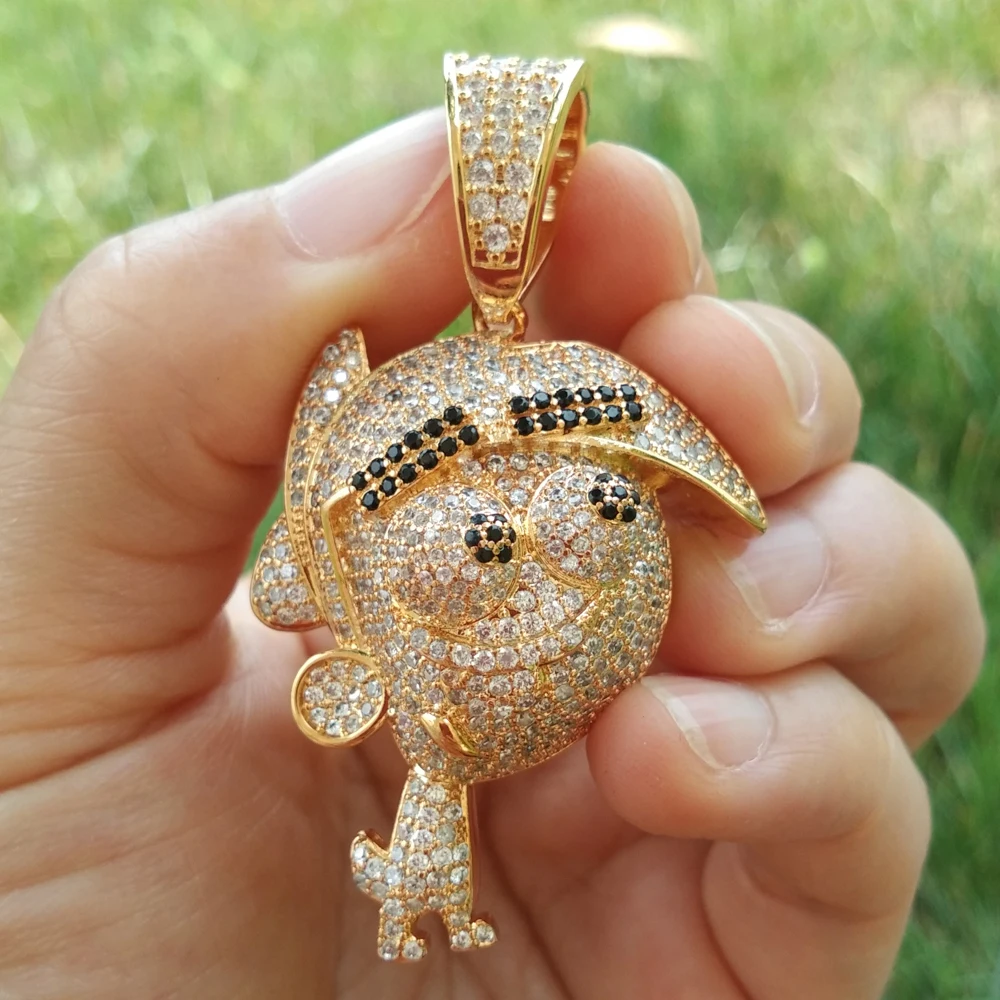 

Bling Bling Cute Cartoon Figure Pendants Hip Hop Necklace Kids Jewelry Gift CN093