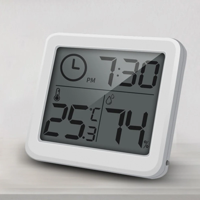 

Weather Station Indoor Thermometer Hygrometer LCD Electronic Temperature Humidity Meter Clock -10~70C 10% - 99%RH