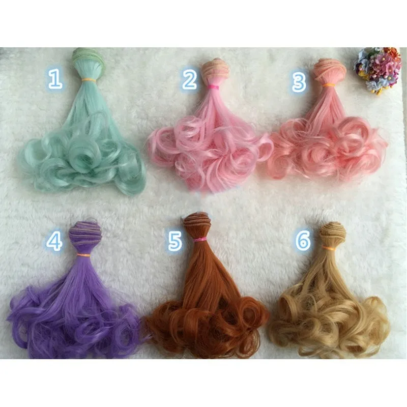 

Hot Pear Curly Hair for Dolls BJD SD Puppet Tracks Accessories DIY Wig Hairpiece Gradient Ramp Color For 1/3 1/4 1/6 Periwig