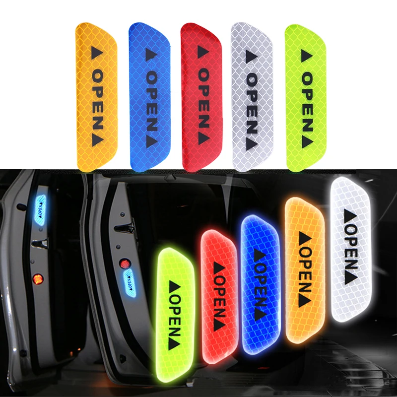 

4pcs Car door OPEN safety anti-collision warning reflective stickers for BMW E46 E52 E53 E60 E90 F01 F20 F10 F30 Car accessories