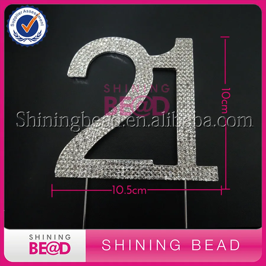 

Free Shipping,Large Sliver Number 21 Rhinestone Birthday Cake Topper,Number 21 Rhinestone Cake Topper For Party,10pieces/lot