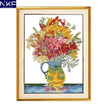 

NKF Blossom Cross Stitching DIY Kits Needlework Handmade Cross Stitch Patterns Paintings Christmas Cross-stitch for Home Decor