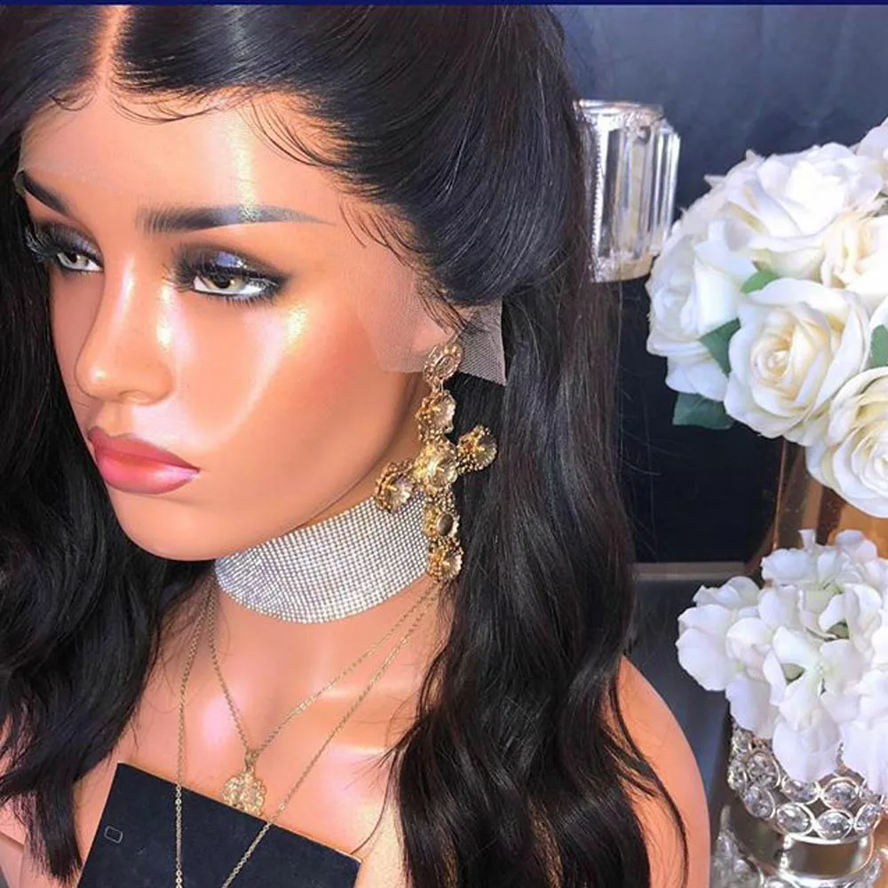 250 Density Lace Front Human Hair Wigs For Women Black Deep Part 13x6 Lace Front Wig Short Bob Human Hair Lace Wig Remy Aimoonsa