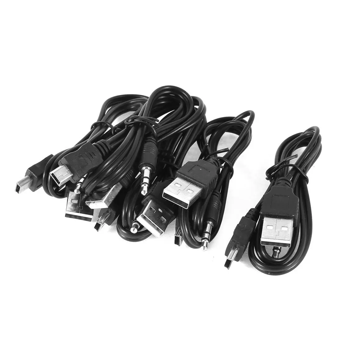 

USB 2.0 to Mini B Male 3.5mm Jack Plug Audio Data Cable 50cm/20" 5 Pcs Black