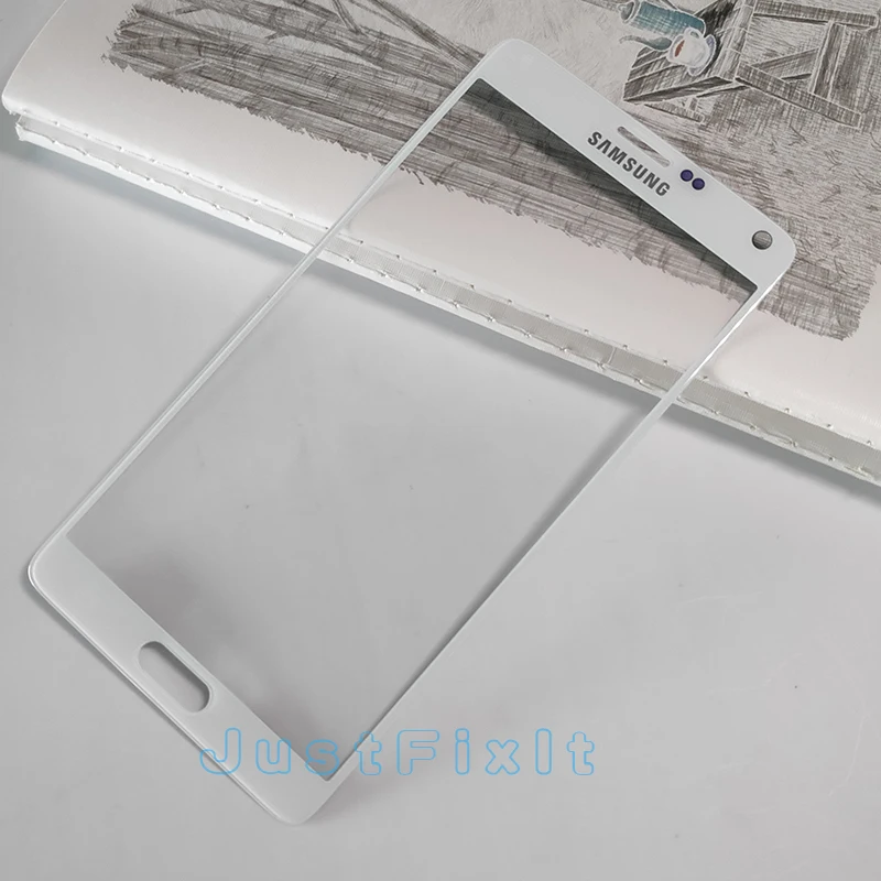 Для samsung Galaxy Note 4 N910 N910C N910F N910A lcd сенсорный экран передняя стеклянная внешняя панель Замена клея внешняя стеклянная линза - Цвет: Белый