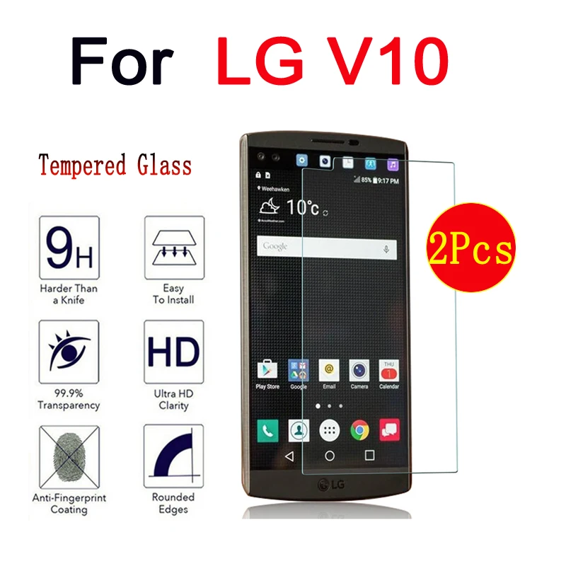 2 pcs pack Premium Tempered Glass For LG V10 Case Screen Protector
