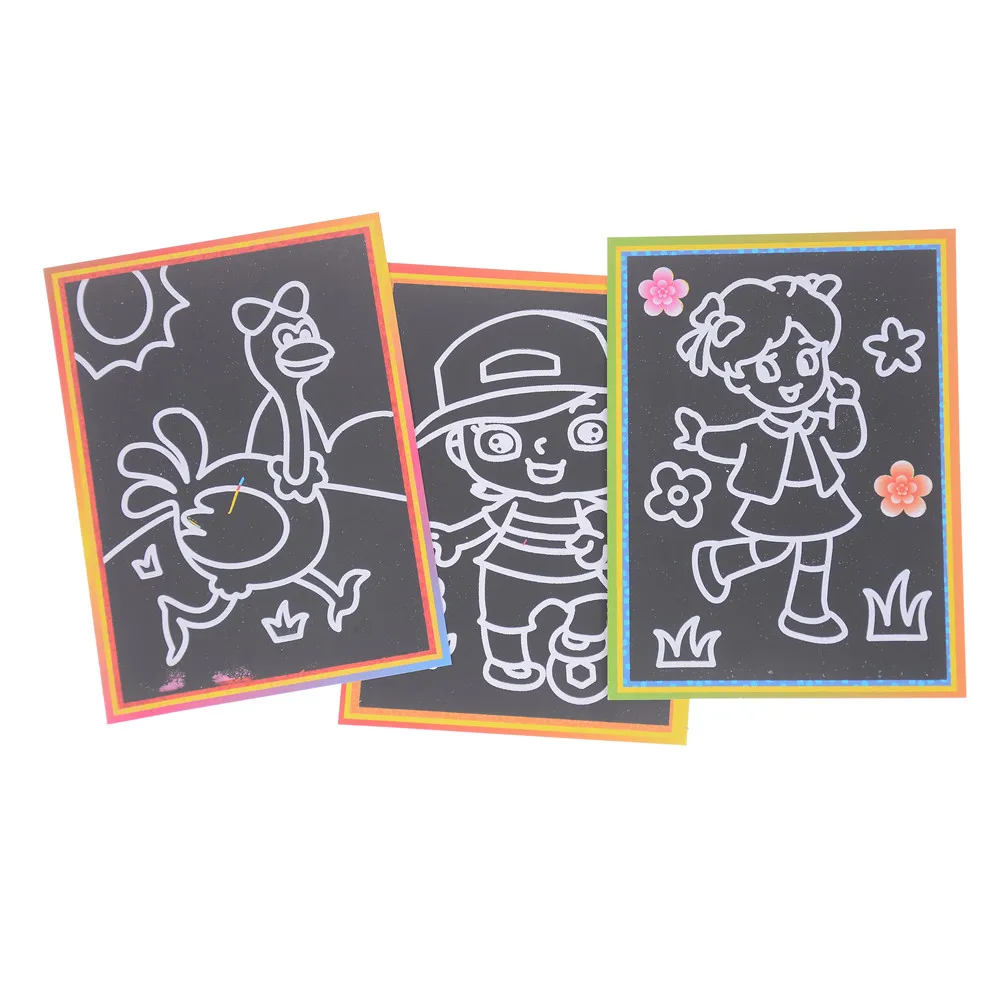 5 шт. большой Размеры два-в-одном Magic Цвет Scratch Art Бумага карты выскабливание Рисунок Игрушки для Для детей 12,7*17,2 см