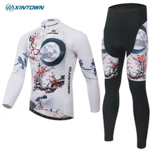 XINTOWN Мужская велосипедная спортивная куртка для велоспорта велосипед Открытый Ropa Ciclismo Джерси+ гелевый мягкий длинный(нагрудник) набор брюк