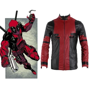 

Deadpool Costume Wade Winston Wilson Marvel Superhero Series Daily Clothes Costume Cool Faxu Leather Jacket Men Zipper Outwear