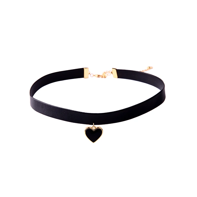 

Enamel Sweet Heart Series Short Necklaces Imitation Leather Choker For Women Summer Punk Style Fashion Jewelry Drop Shipping
