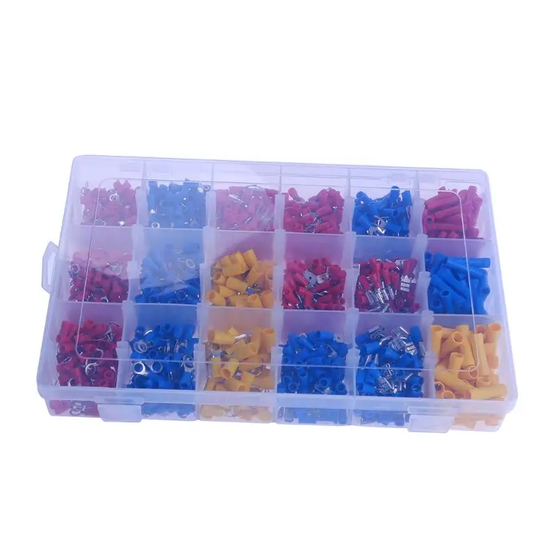 

1200Pcs Assorted Insulated Spade Cable Connector Crimp Electrical Wire Terminal Set Kit Red Blue Yellow