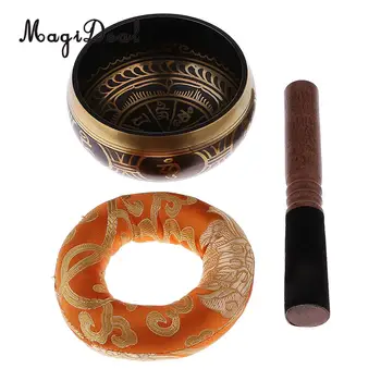 

Tibetan Chakra Singing Bowl Set Wood Mat Cushion for Meditation Yoga Buddhism Buddhist Gifts Home Decor Crafts