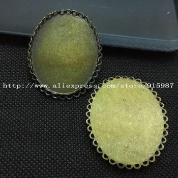 

Sweet Bell 10pcs Wholesale fashion vintage bronze filigree oval frame pendant setting 30*40mm Cabochon Pendant Settings C0027