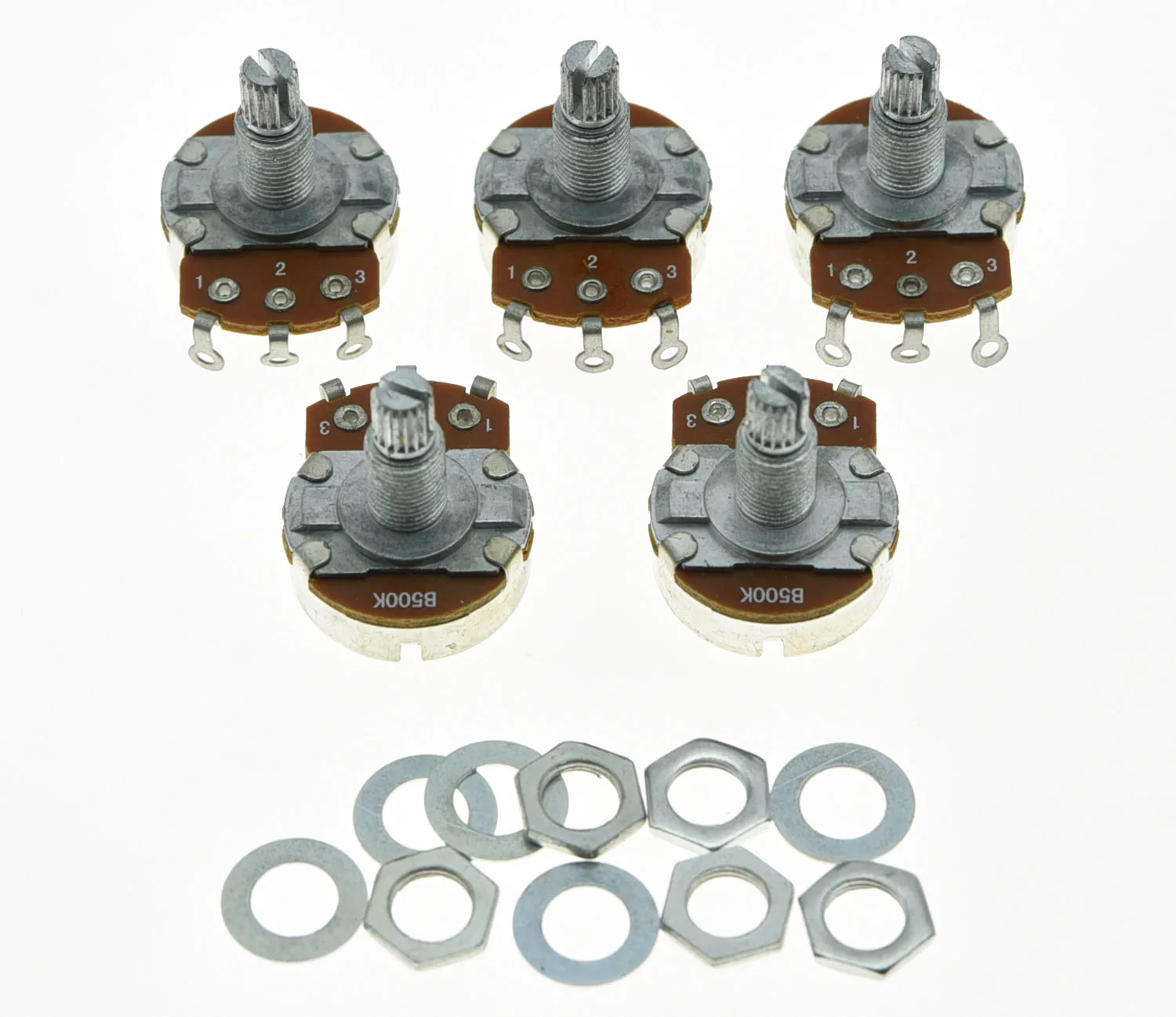 KAISH Pack of 5 B500K Guitar Linear Pots 24mm Large Base with Long