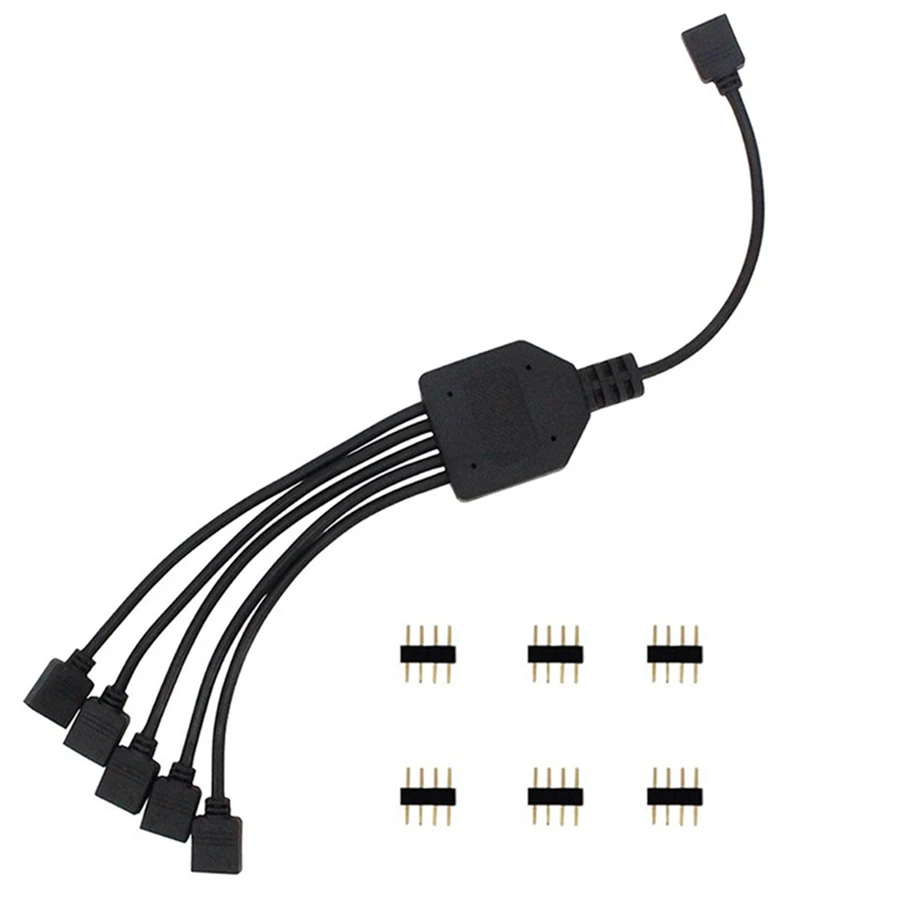 4-контактный RGB светодиодный коннектор для ленты 1-1, 2, 3, 4, 5 штекеров, кабель-разветвитель питания, 4-контактный игла, гнездовой разъем, провод для RGB светодиодный светильник - Цвет: 1 to 5