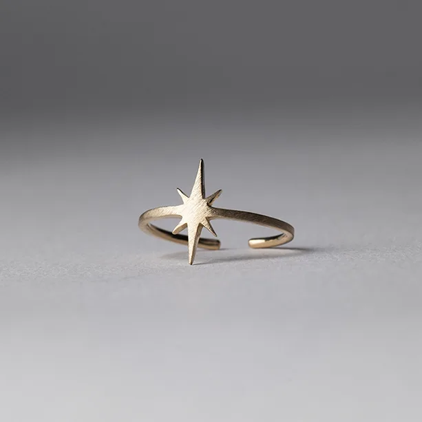 

WOMEN'S Authentic S925 Sterling Silver Fine Jewelry GOLD direction Sun rings J392