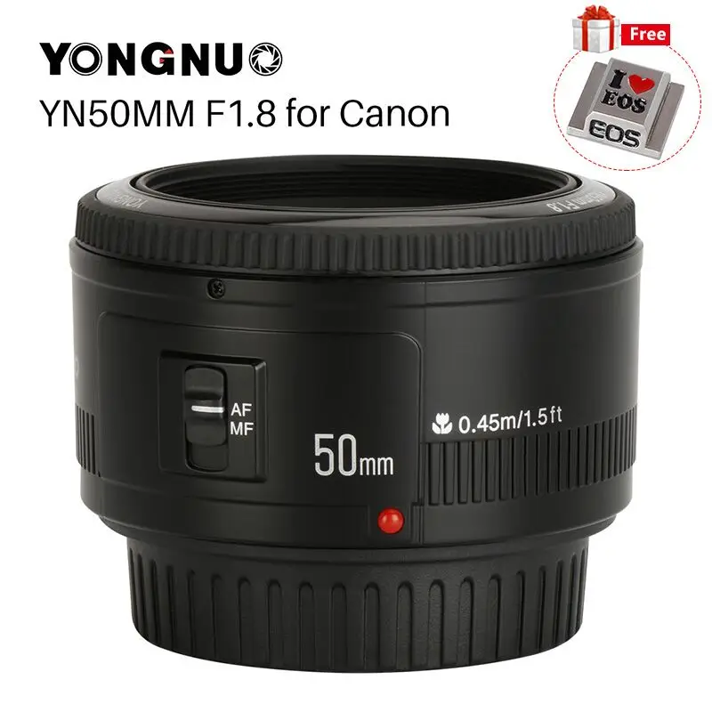 Yongnuo ю . н . 50 мм объектив с фиксированным фокусом объектив EF 50 мм F / 1.8 AF / MF lense большой апертурой автофокус объектива для канона камеры DSLR - изображение