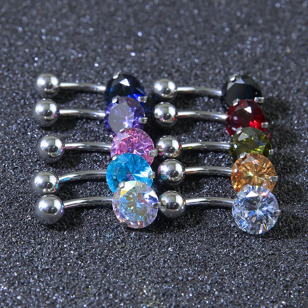 Кольца для пупка с кристаллами циркония 14 г блестящие пирсинг женщин Ювелирное