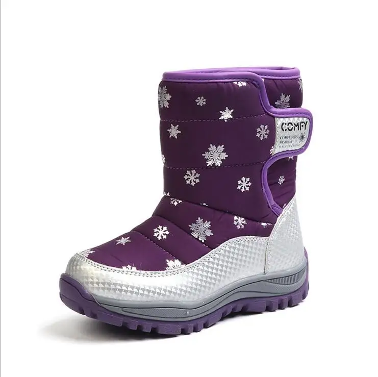 

New Children's Snow Boots Winter Children Ankle Plush Boots For Girls Flat With Rubber Snow Boots Boys Waterproof Non-slip Shoes