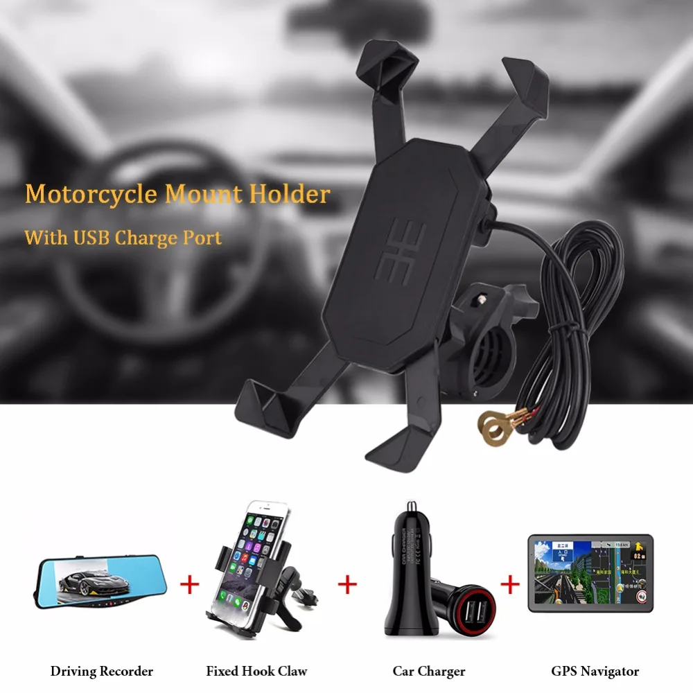 

Motorcycle Bike ATV Handlebar Mount Stand Holder For Cell Phone GPS With USB Charger Motocicleta Bracket Universal