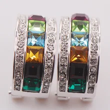 Гранат перидот Кристалл Циркон Желтый Кристалл Циркон Имитация изумруда женские 925 пробы серебряные серьги с кристаллами TE470