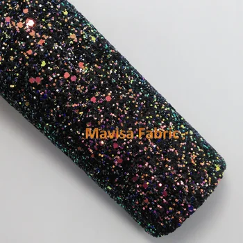 

MQ031 30X134cm BLACK Chunky Glitter Leather, Glitter Fabric for making bows shoes handbags and wallpaper Party Decoration