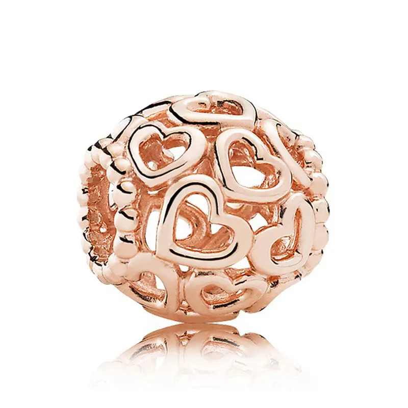 

Authentic 925 Sterling Silver Bead Charm Rose Openwork Open You Heart Beads Fit Pandora Bracelet Bangle DIY Jewelry