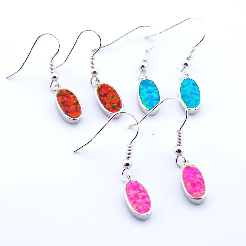 

Hot Sale Women Party Gift Silver Fire Blue opal Fashion Earrings Free Ship E024