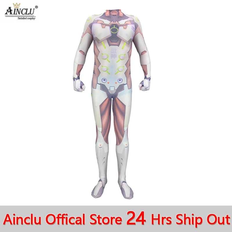 

Game Saints' All Hallows' Day Overwatch Genji Cosplay Costumes 3D Printed Halloween Zentai Jumpsuit Tights for Adults/Kids
