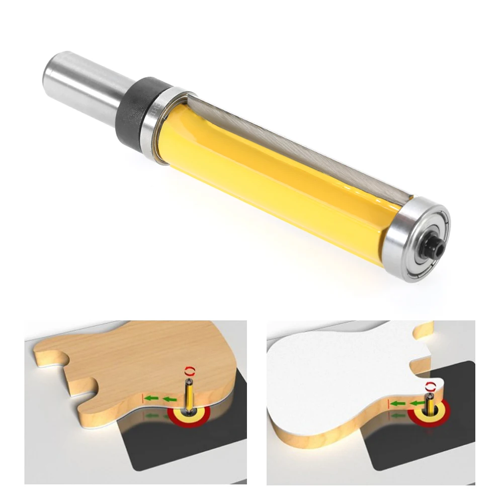 1/" хвостовик шаблон для промывания и подравнивания маршрутизатор бит 2-1/2" Фрезерный резак Топ и нижний подшипник инструмент плотничьи работы, рабочие инструменты