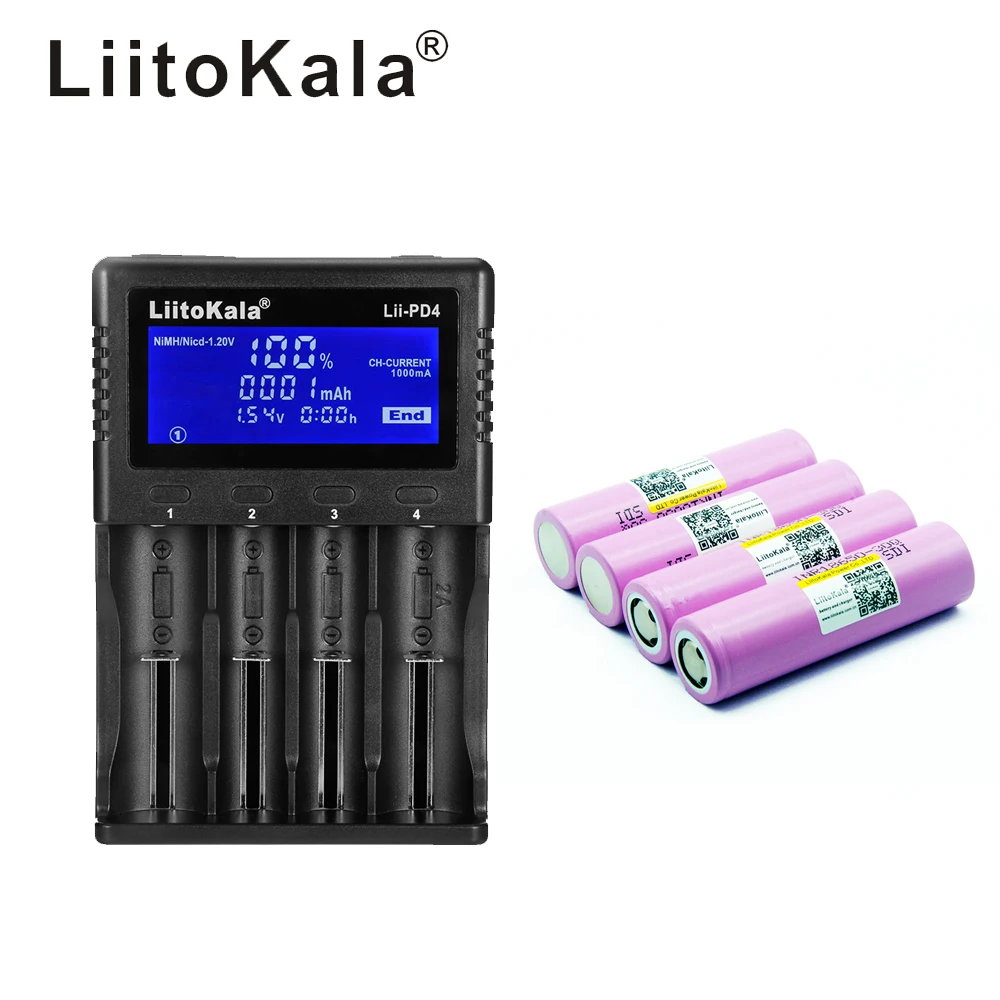 1 шт LiitoKala lii PD4 LCD 3 7 V 18650 21700 зарядное устройство + 4 3000mAh INR18650 30Q литий ионные