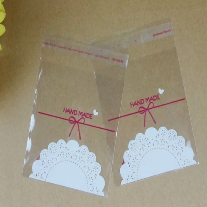 Self Adhesive Seal Bag White Lace Seal Packing Gift Plastic Package Bags 7*7+3CM 200PCS/LOT
