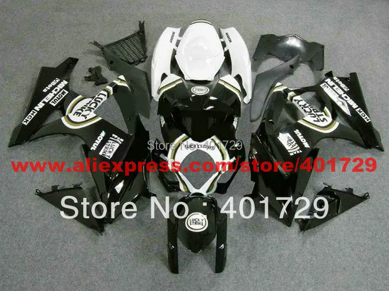 Мотоцикл кузовов для Suzuki GSXR1000 2007 2008 GSX-R1000 K7 LUCKY STRIKE черный/белый обтекатель комплект с бесплатными двух подарков