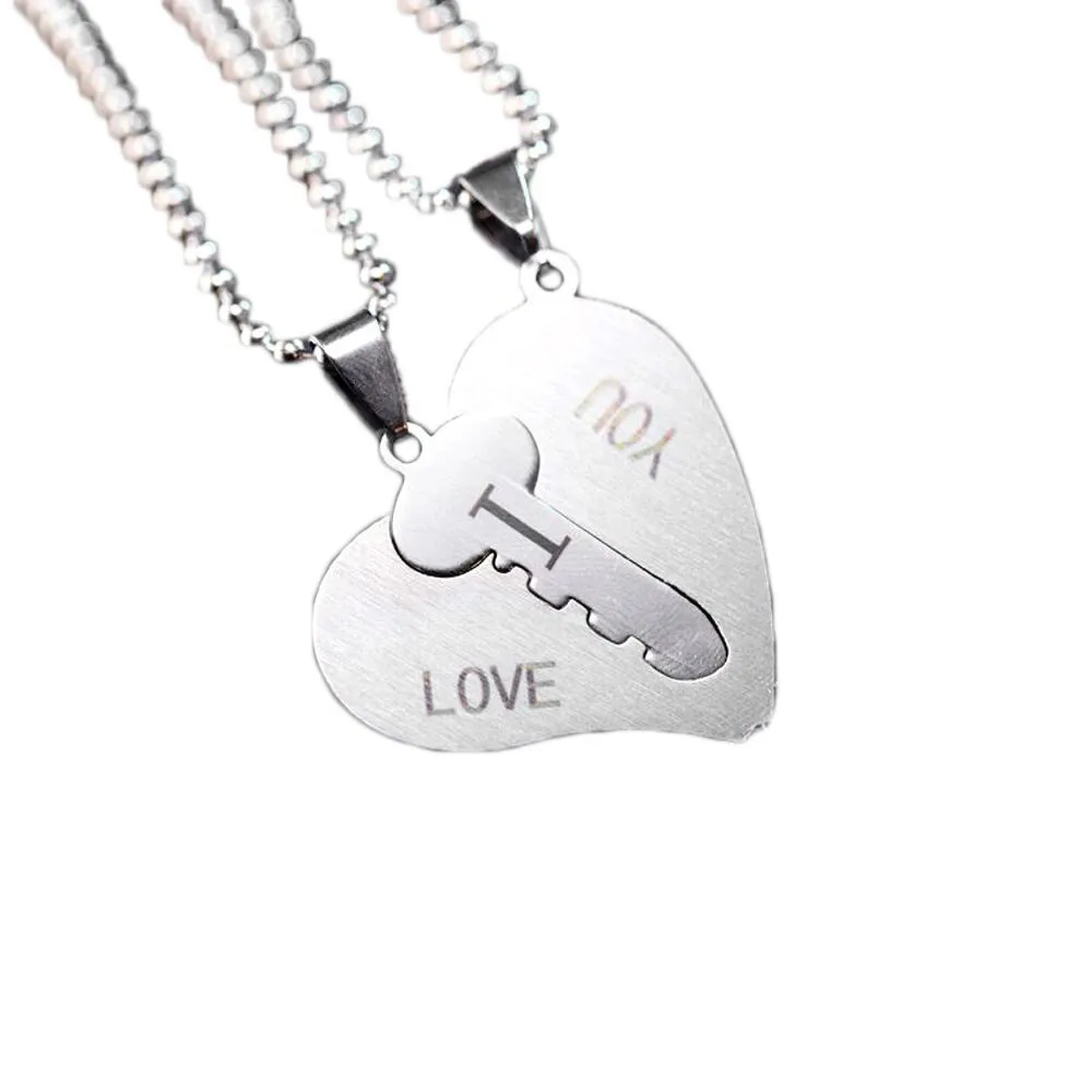 

OTOKY 2018 Hot Sale 1 Pair I Love You Lock Key Heart Stainless Steel Pendant for Couple Necklace For Gift May22