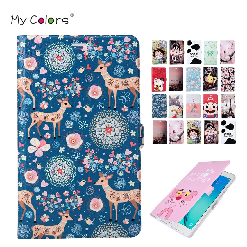 

For Samsung Tab A T380 Colorful Print Slim Stand Protective Tablet Case Cover For Samsung Galaxy Tab A 8.0 T380 8'' PU Leather