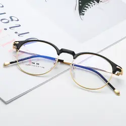 Сверхлегкий Мода металлическая полуоправа оправа для очков в ретростиле круглый женщина Для мужчин чтения очки с УФ-защитой очки против