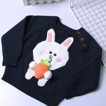 autumn winter new boys and girls hand-made super cute rabbit radish pure cotton long sleeved shoulder clasp design sweaters