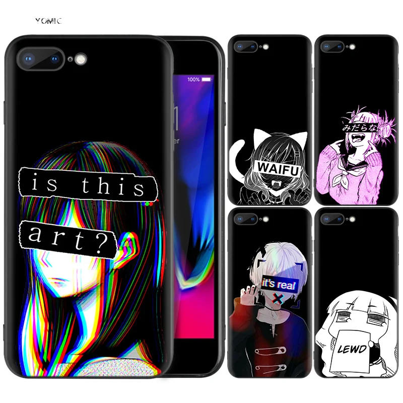 

Silicone Case Shell Coque for iPhone 7 8 6 6S Plus X XS MAX XR 5C 5 5S SE 7Plus 8Plus 7+ 8+ LEWD Sad Anime Aesthetic Senpai san