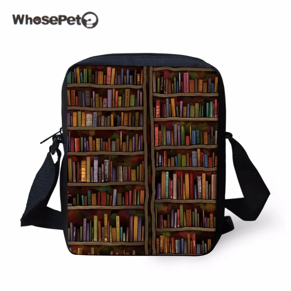 

WHOSEPET Book Crossbody Bag Bookshelf Shoulder Bag for Women Men Retro Library Girls Boys Leisure Messenger Bag Retro sac a main