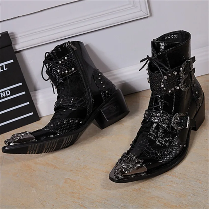 botas de metal dedo do pé fivela