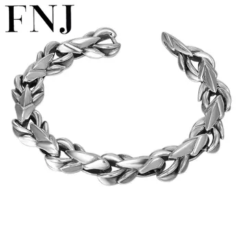 

FNJ Punk Link Chain Bracelet 925 Silver 20cm Original Pure S925 Thai Silver Bracelets for Men Jewelry