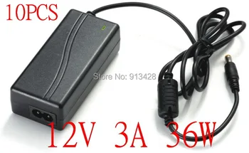 

High quality 10PCS 12V 3A 36W Led Power Adapter for LED Light DC 5.5mm x 2.1mm-2.5mm