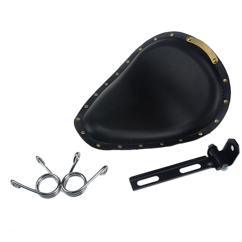 Motorcycle Retro 3&quot Black Leather SOLO Spring Bracket Seat For Harley Sportster 883 XL 1200 Chopper Bobber Custom |