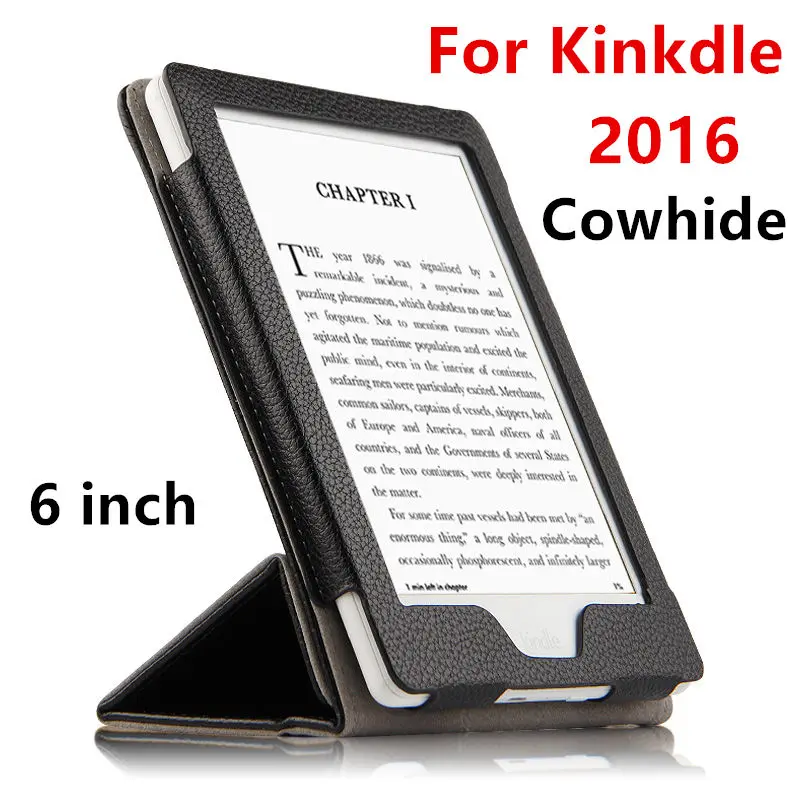 

Case Cowhide For Kindle 2016 Protective eBook Reader Smart Cover Genuine leather For Amazon Kindle New 2016 Protector Sleeve 6''