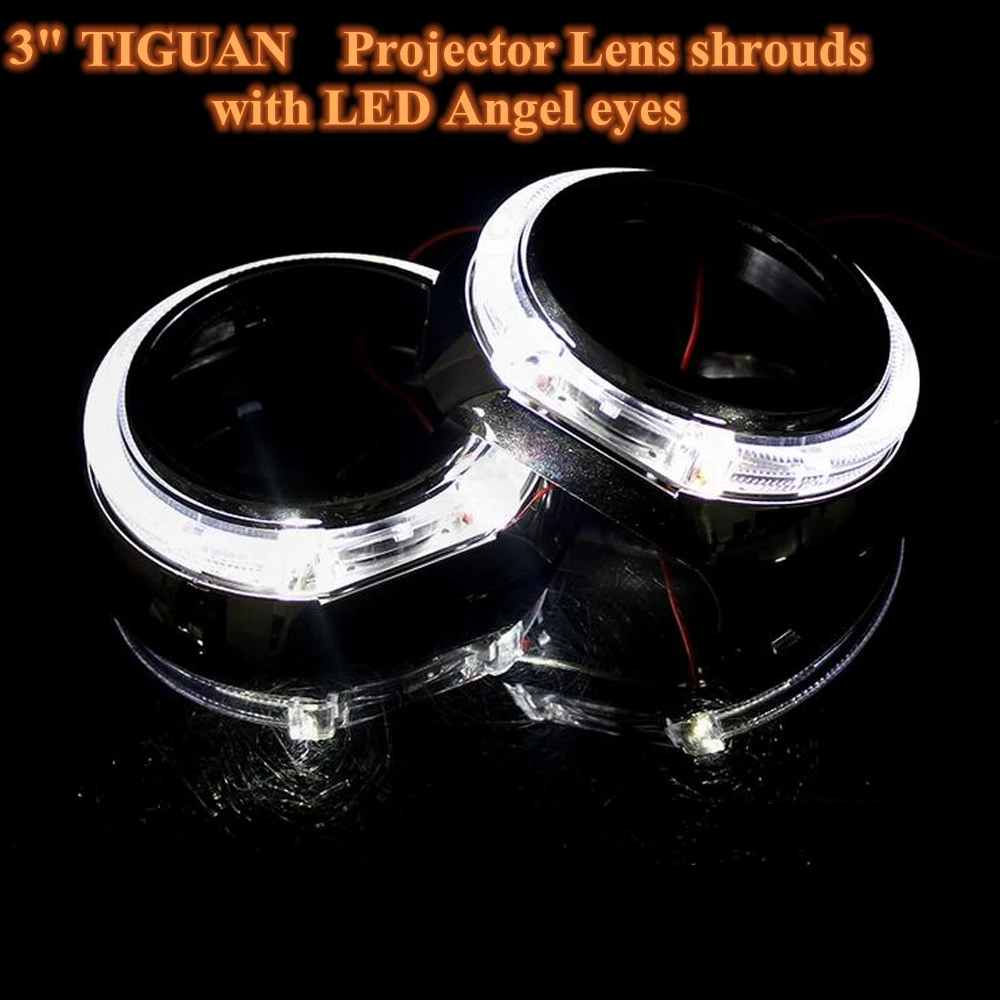 

2pcs x car LED Daytime Running Light Angel Eye 3inch hid bixenon projector lens Shroud Masks Smax For 2.5& 3 Inches