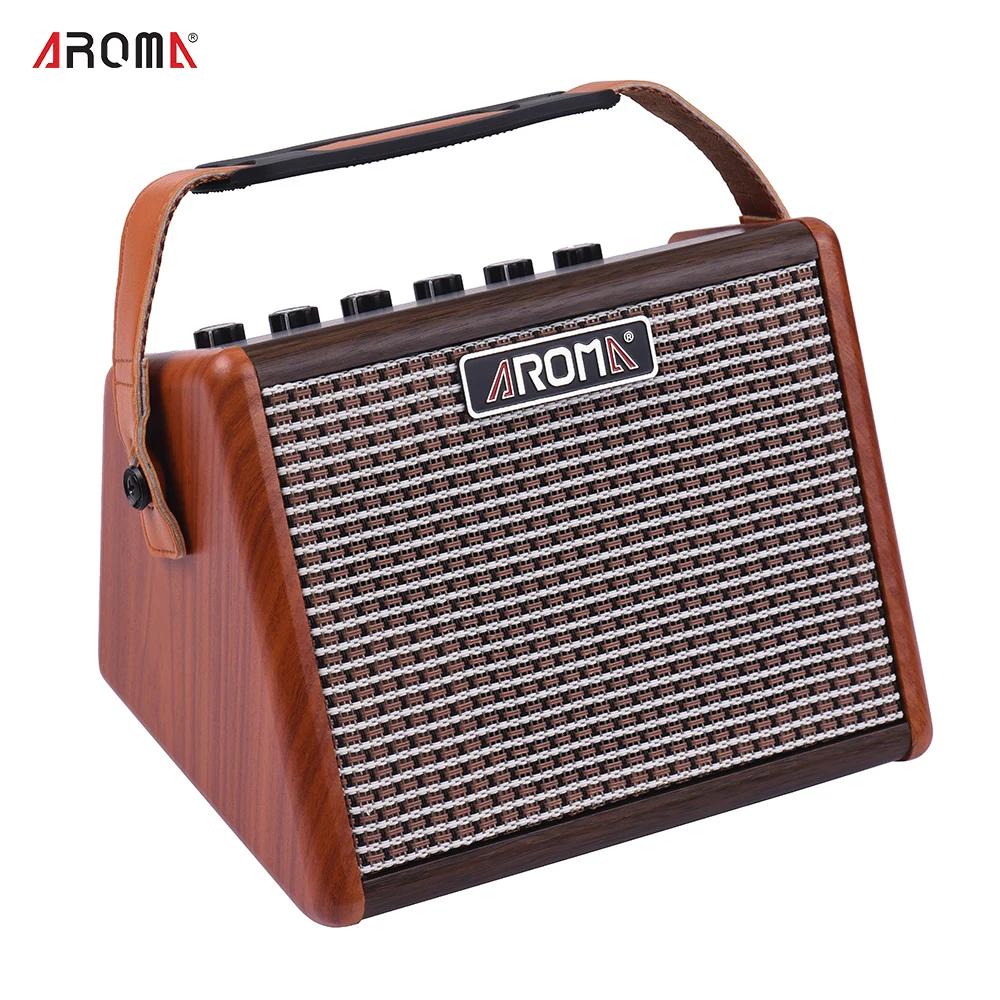 AROMA AG-15A 15W Acoustic Guitar Amplifier Acoustic Amp BT Speaker Built-in Rechargeable Battery with Microphone Interface