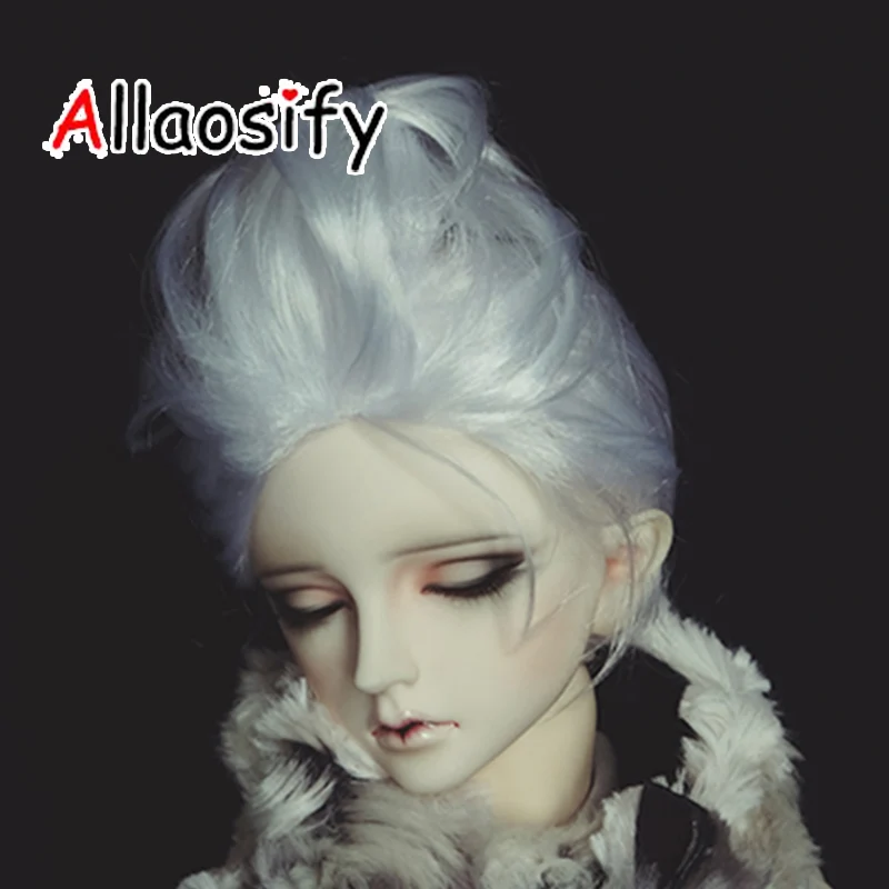 Allaosify bjd парик 1/3 высокотемпературный парик для мальчика короткие волосы кукольные парики с имитацией мохера воздушные челки назад BJD волосы