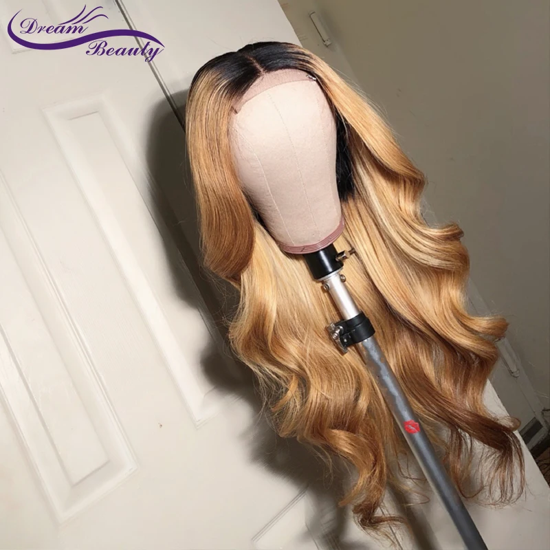 Dream Beauty Body Wave Ombre 27 Color long deep part 13x6 Front lace wig Remy Hair Brazilian Human Hair Wigs With Baby Hair