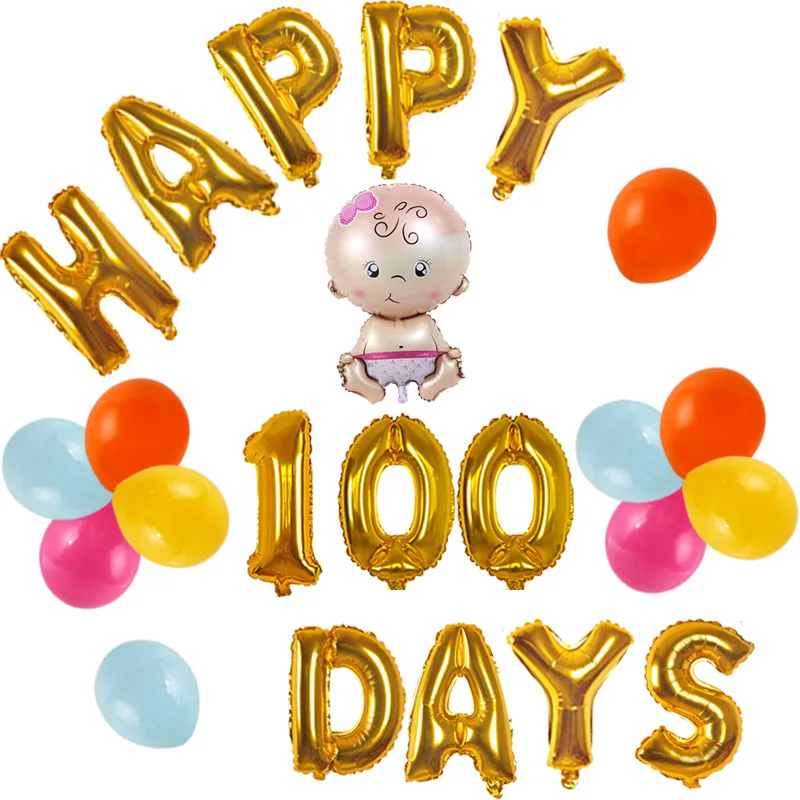 

Children Birthday Party Decoration Aluminum Foil Balloons Celebrate Baby born 100 Days Happy