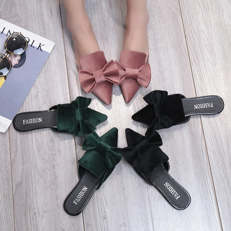 pink Plates Pointu Noeud Chaussures Amérique Nouvelles De Pantoufles 2018 Black Europe Mode Femmes Suède green Occasionnels Papillon YEanq